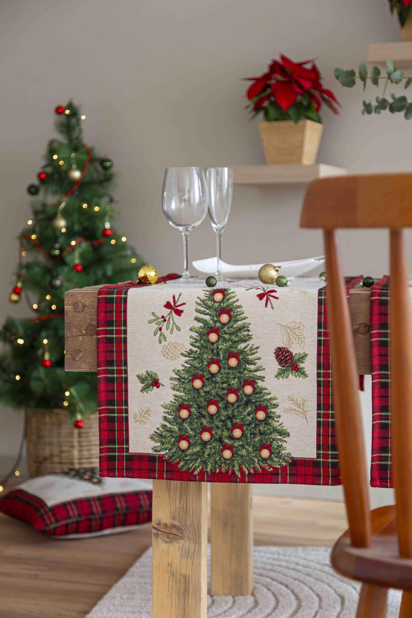 Camino de mesa de tejido jacquard  con Arbol de Navidad. 40x135 SAPIN
