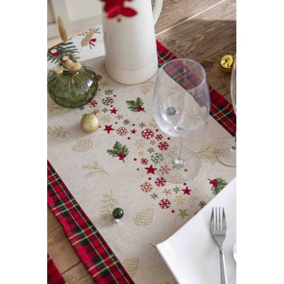 Camino de mesa de tejido jacquard  con Arbol de Navidad. 40x135 SAPIN