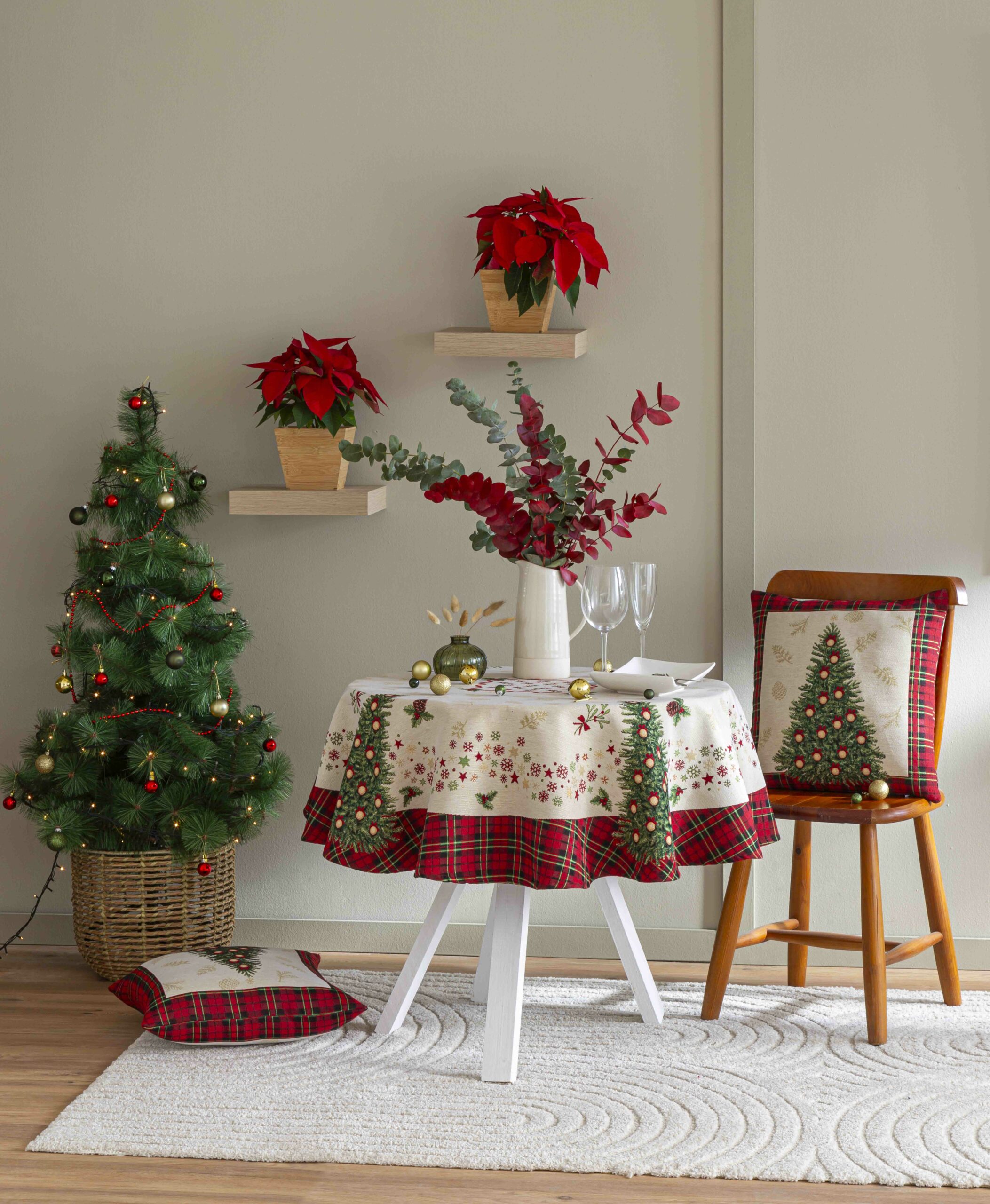 Mantel de mesa de tejido Jacquard con Arbol de Navidad. SAPIN