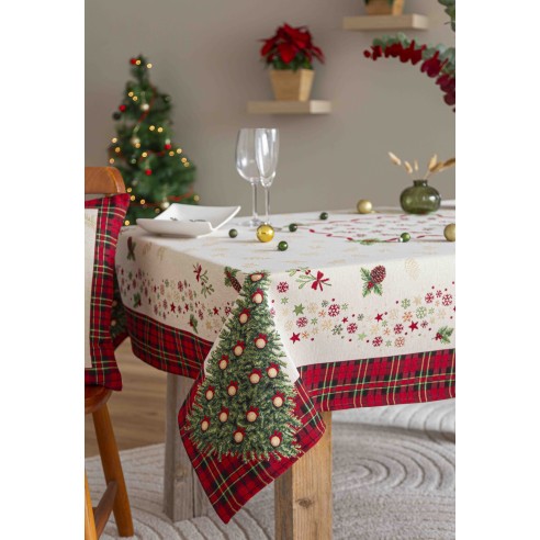 Mantel de mesa de tejido Jacquard con Arbol de Navidad. SAPIN
