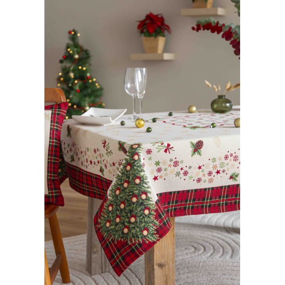 Jacquard tablecloth with Christmas Tree. SAPIN
