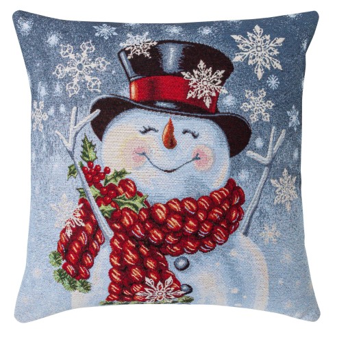 Jacquard cushion with Snowman with scarf and hat. 45x45 SVEN