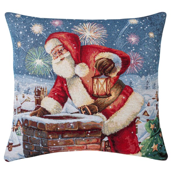 Cojin Jacquard con Papa Noel en Chimenea. 45x45 CHIMNEY