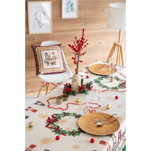 Cojin Jacquard con Cascanueces y cuadros rojos. 45x45 TAMBURELLI