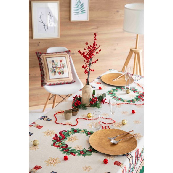Jacquard cushion with Nutcracker and red checks. 45x45 TAMBURELLI