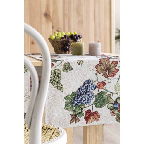 Camino de mesa de tejido jacquard con hojas de parra. 40x135 PARRA