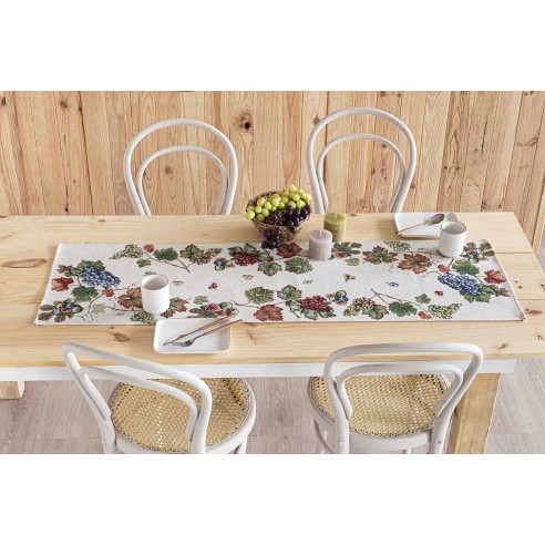 Camino de mesa de tejido jacquard con hojas de parra. 40x135 PARRA