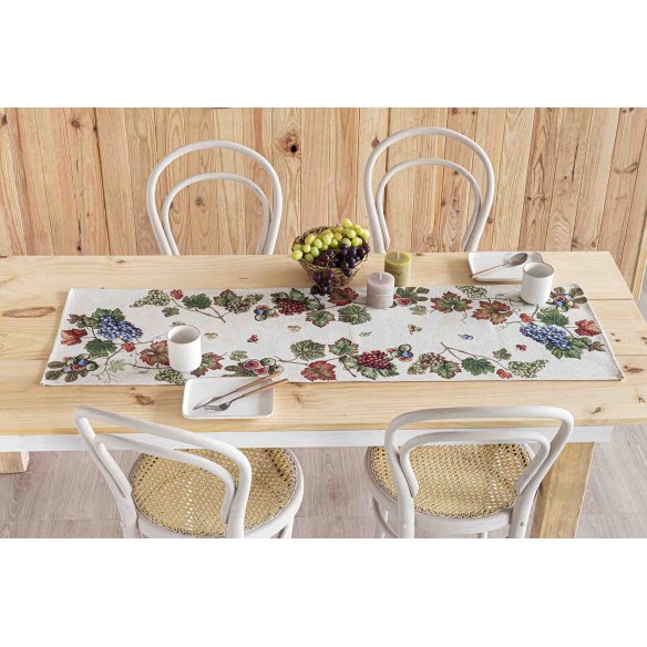 Camino de mesa de tejido jacquard con hojas de parra. 40x135 PARRA