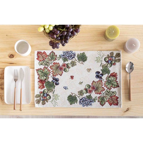 Jacquard placemat set with vine leaves 30x45. PARRA