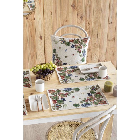 Jacquard placemat set with vine leaves 30x45. PARRA