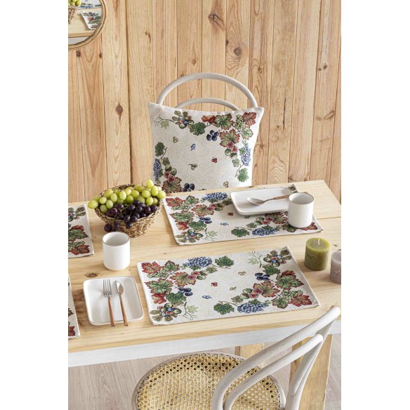 Jacquard placemat set with vine leaves 30x45. PARRA