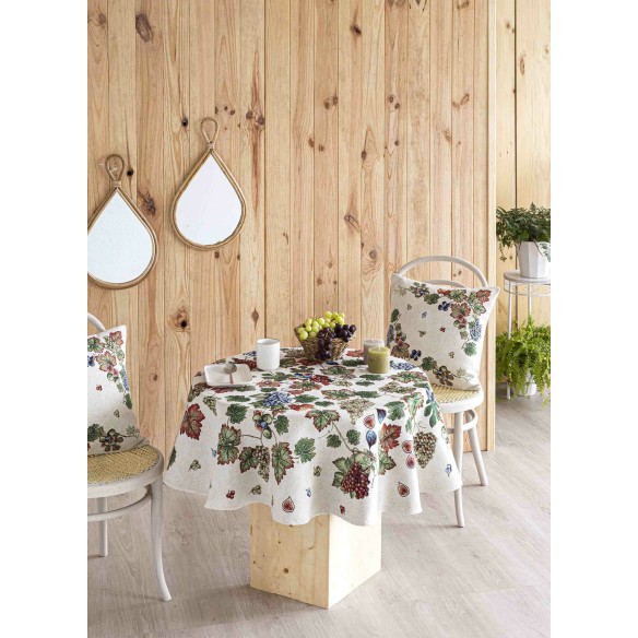 Jacquard tablecloth with vine leaves