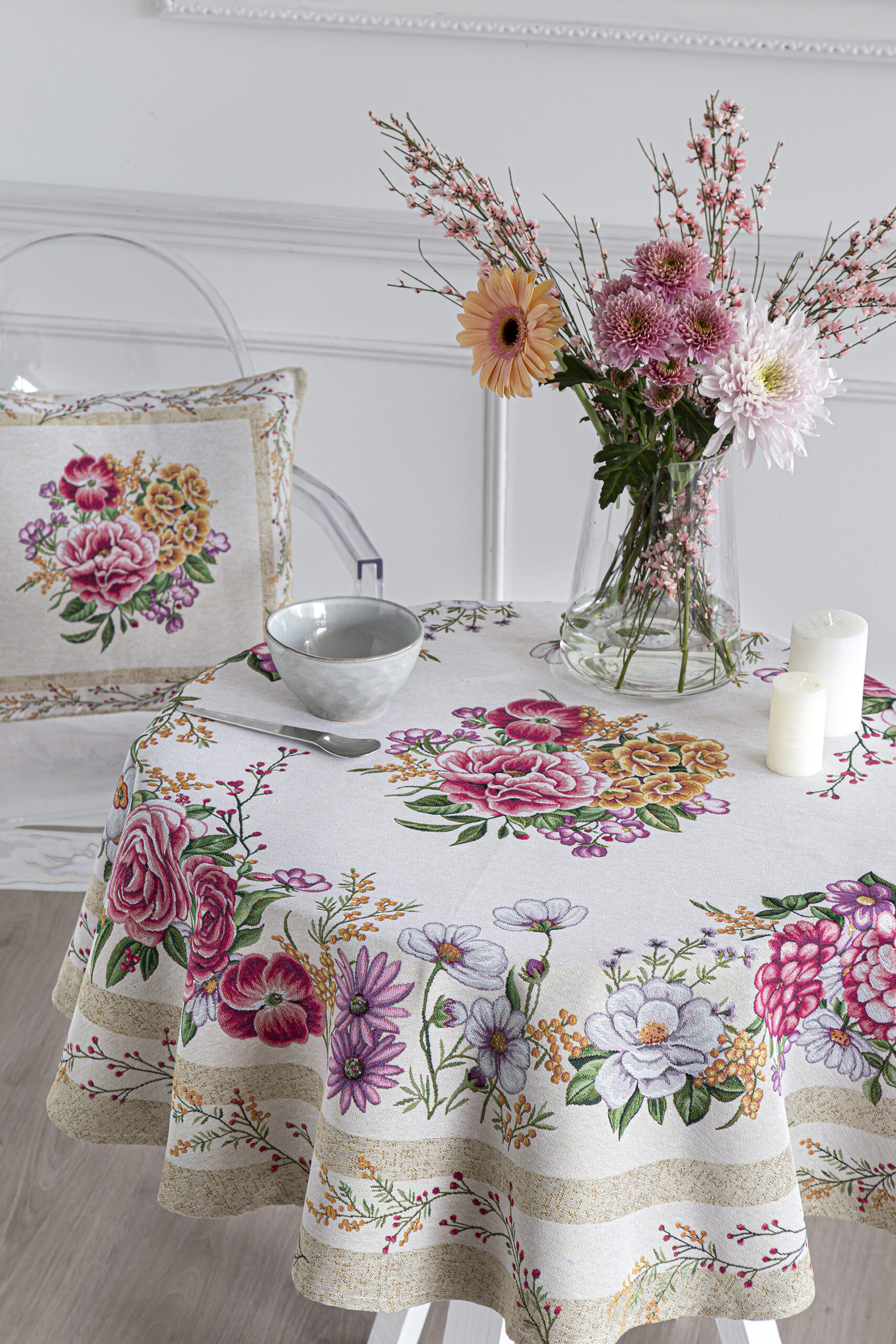 Jacquard cushion flowers 45x45 XANA