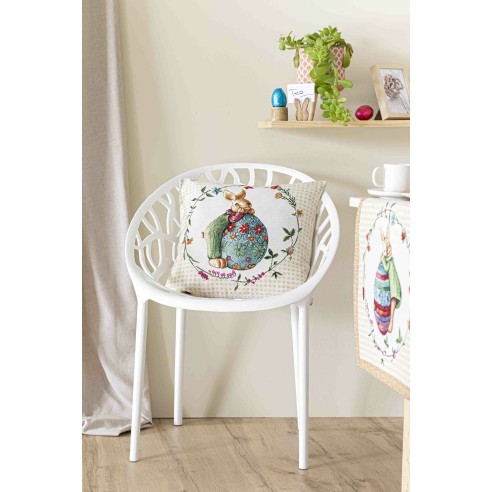 Cojin Jacquard con conejo y huevo de pascua 45x45. HOP