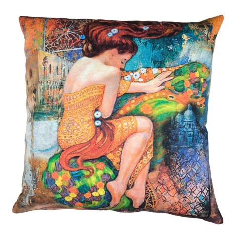 Printed cushion with woman in Venice 45x45 AURA
