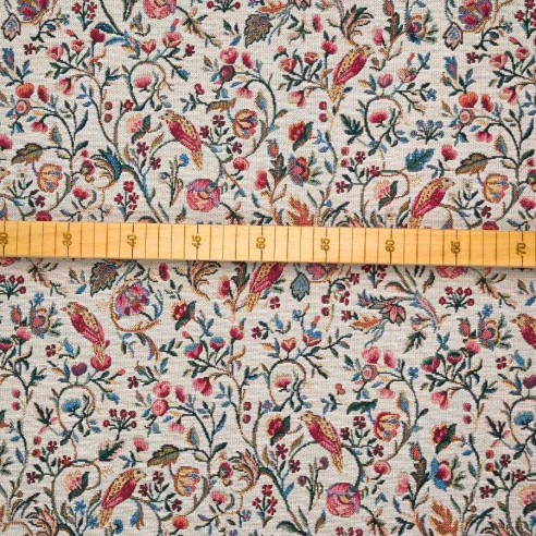 NEEM 4 jacquard fabric with a vintage Chinese floral pattern. Width: 140 cm
