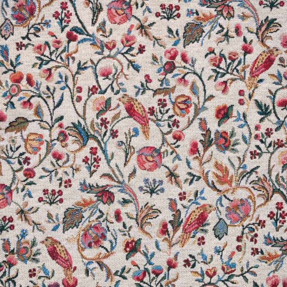 NEEM 4 jacquard fabric with a vintage Chinese floral pattern. Width: 140 cm