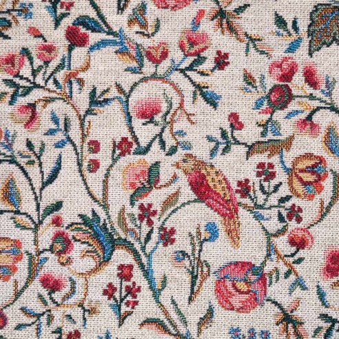 NEEM 4 jacquard fabric with a vintage Chinese floral pattern. Width: 140 cm