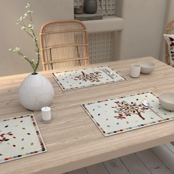 Mantel Individual Beige Árbol de la Vida 30x45 cm en Tejido Jacquard