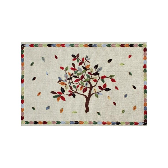 Mantel Individual Beige Árbol de la Vida 30x45 cm en Tejido Jacquard