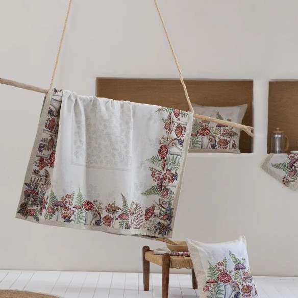 Mantel Champiñones y Bosuqe en Jacquard - Estilo Botánico