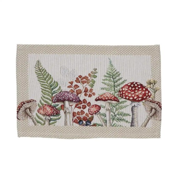 Mantel Individual Champiñones 30x45 cm en Jacquard - Estilo Botánico