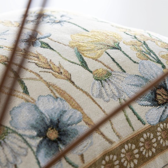 Cojín Cottage de Flores Azules y Amarillas 45x45 cm en Tejido Jacquard