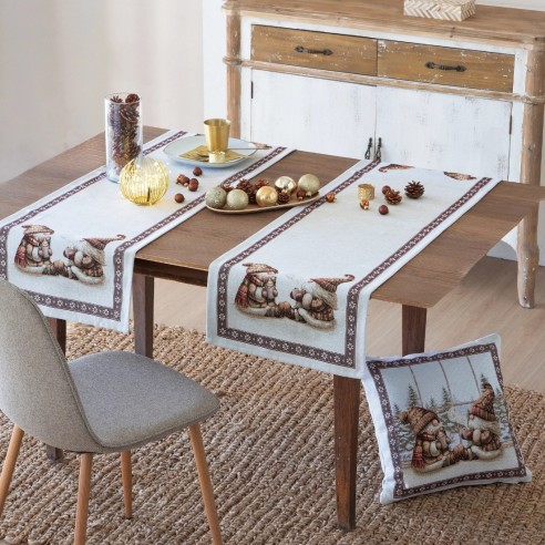 Camino de Mesa Gnomo Navidad 40x135 cm Jacquard – Diseño Nórdico