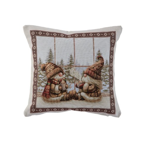 Cojín Gnomo de Navidad 45x45 cm Jacquard – Cojín Estilo Nórdico