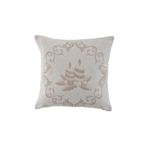 Cojín Navideño Blanco y Oro 45x45 cm – Diseño Elegante en Jacquard