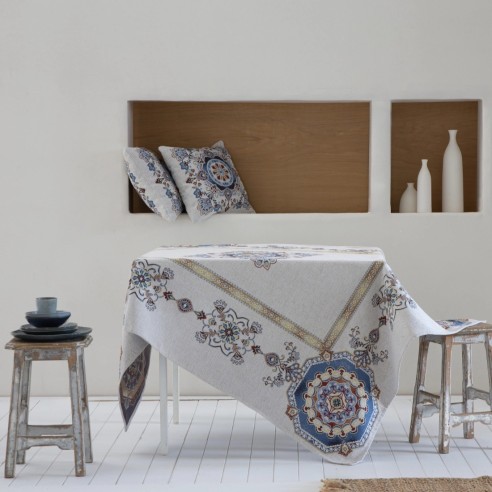 Mantel Bohemio en Jacquard - Diseño de Mandala Étnica