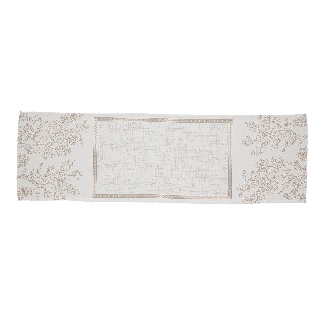 Camino de Mesa Floral Blanco y Beige Cozy 40x135 cm en Jacquard