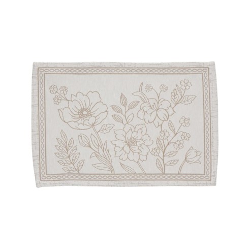 Mantel Individual Floral Blanco y Beige Cozy 30x45 cm en Jacquard