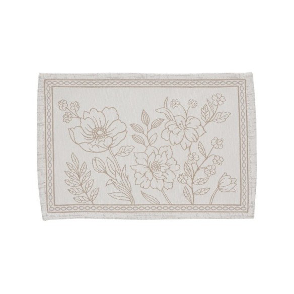 Mantel Individual Floral Blanco y Beige Cozy 30x45 cm en Jacquard