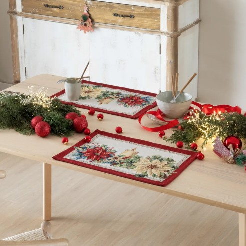 Mantel Individual Flor de Pascua 30x45 cm Jacquard – Flor de Navidad