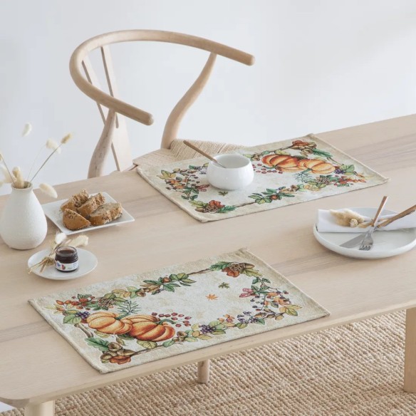 Mantel Individual Pumpkin 30x45 cm Jacquard – Decoración Otoño