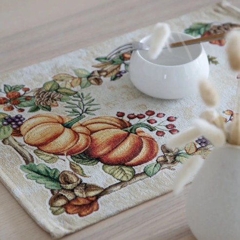 Mantel Individual Pumpkin 30x45 cm Jacquard – Decoración Otoño