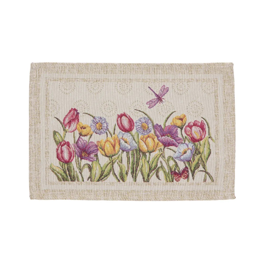 Mantel Individual  Multicolor de Flores Tulipanes 30x45 cm en Jacquard