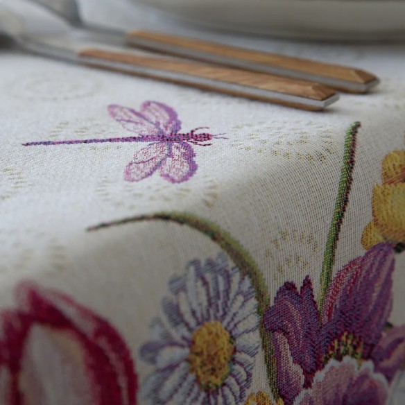 Mantel Multicolor de Flores tipo Tulipanes en Jacquard