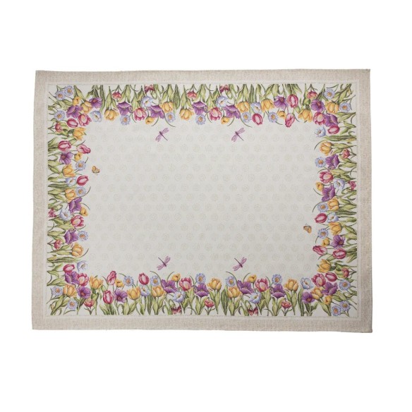 Mantel Multicolor de Flores tipo Tulipanes en Jacquard