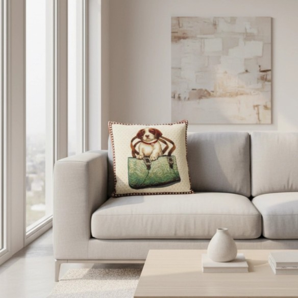 Cojín Cachorro Beagle 45x45 cm en Jacquard – Diseño Decorativo