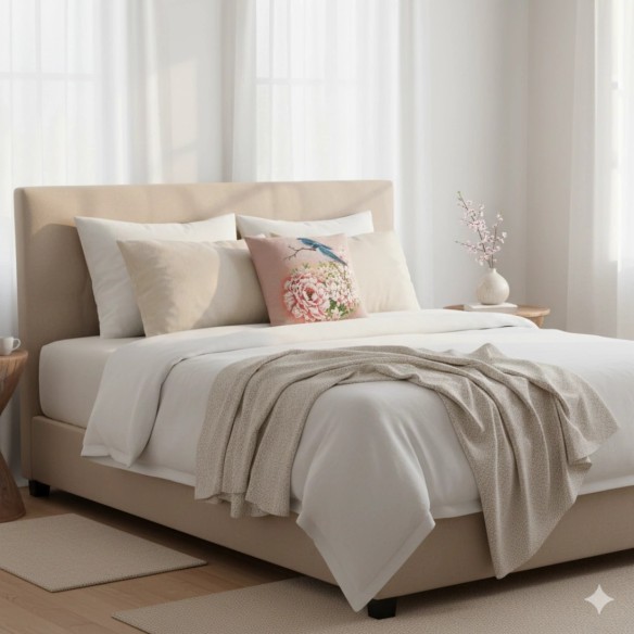 Cojín decorativo 45*45cm  con diseño de aves silvestres y peonías