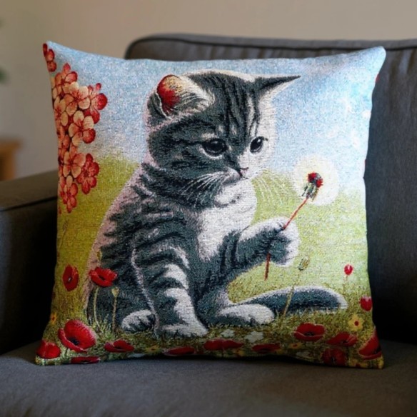 Cojín decorativo 45*45 cm con diseño artístico de gatito