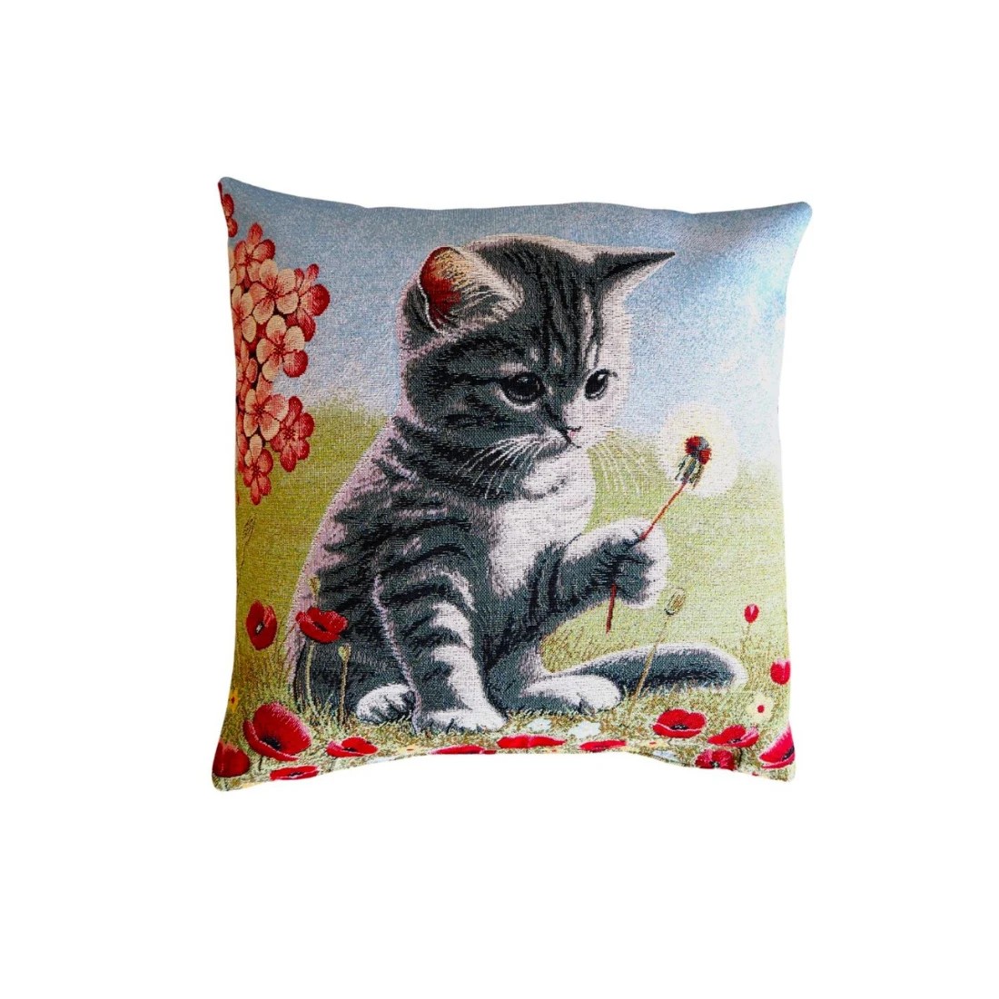 Cojín Gato Tabby 45x45 cm en Jacquard – Regalo Amantes de los Gatos