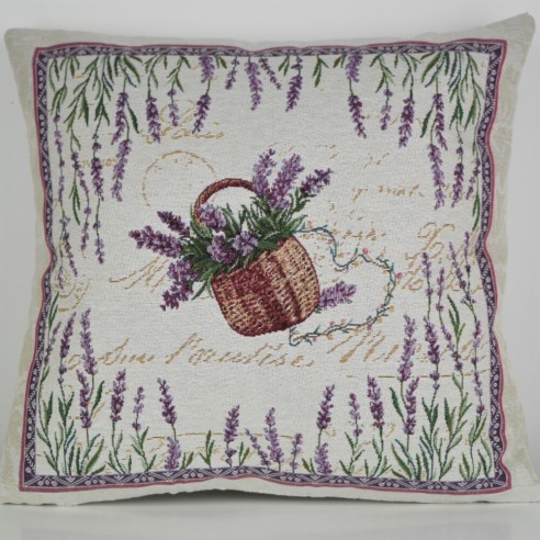 Cojin Jacquard con flores lavanda 45x45 LAVANDER