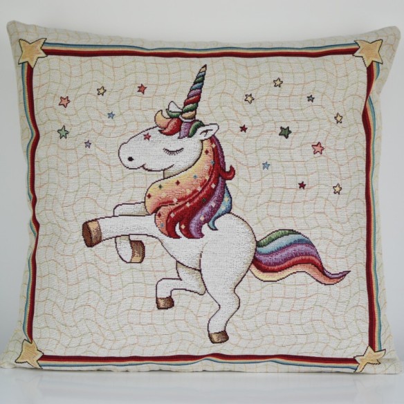Jacquard cushion unicorn 45x45 RAINBOW
