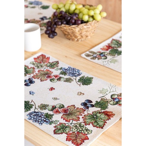 Jacquard placemat set with vine leaves 30x45. PARRA