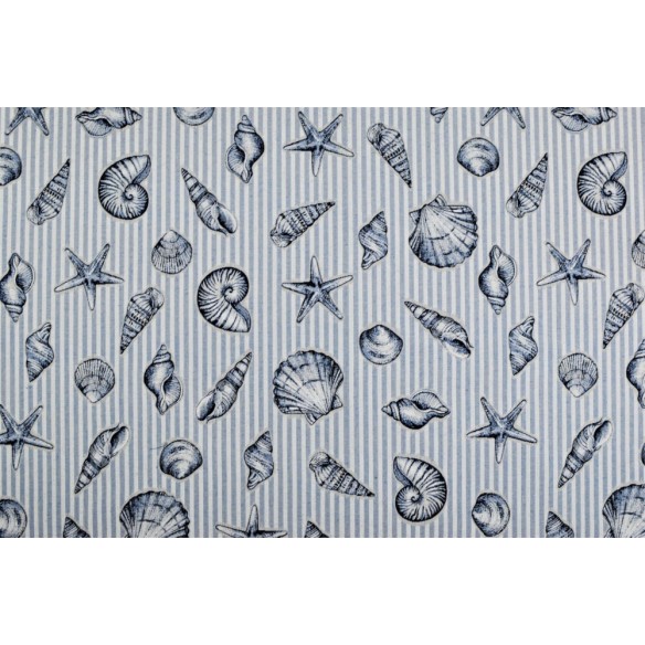 Jacquard fabric with nautical motifs. MENTON. Width 140