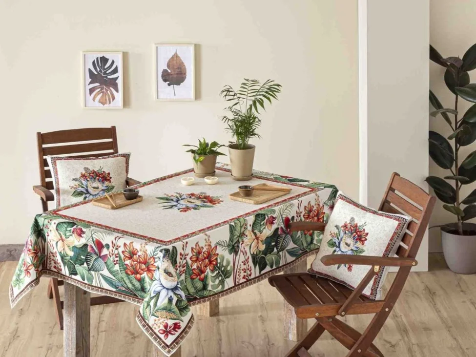 Mantel de flores de tejido jacquaqrd Mantel de flores de tejido jacquaqrd
