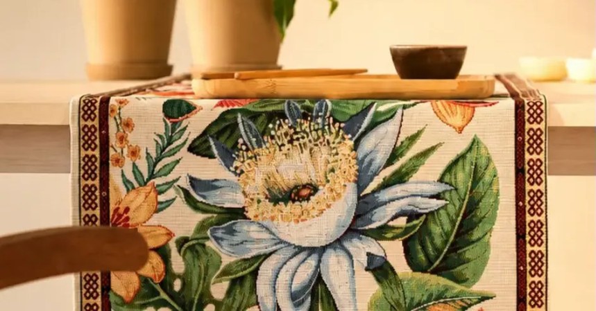 Comprar caminos de mesa redonda | Jacquard lavable